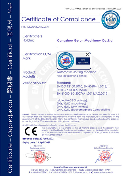 China Cangzhou Gerun Machinery Co.,Ltd certificaten