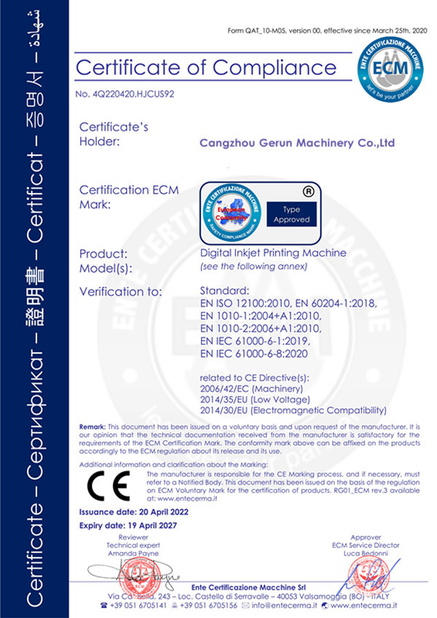 China Cangzhou Gerun Machinery Co.,Ltd certificaten